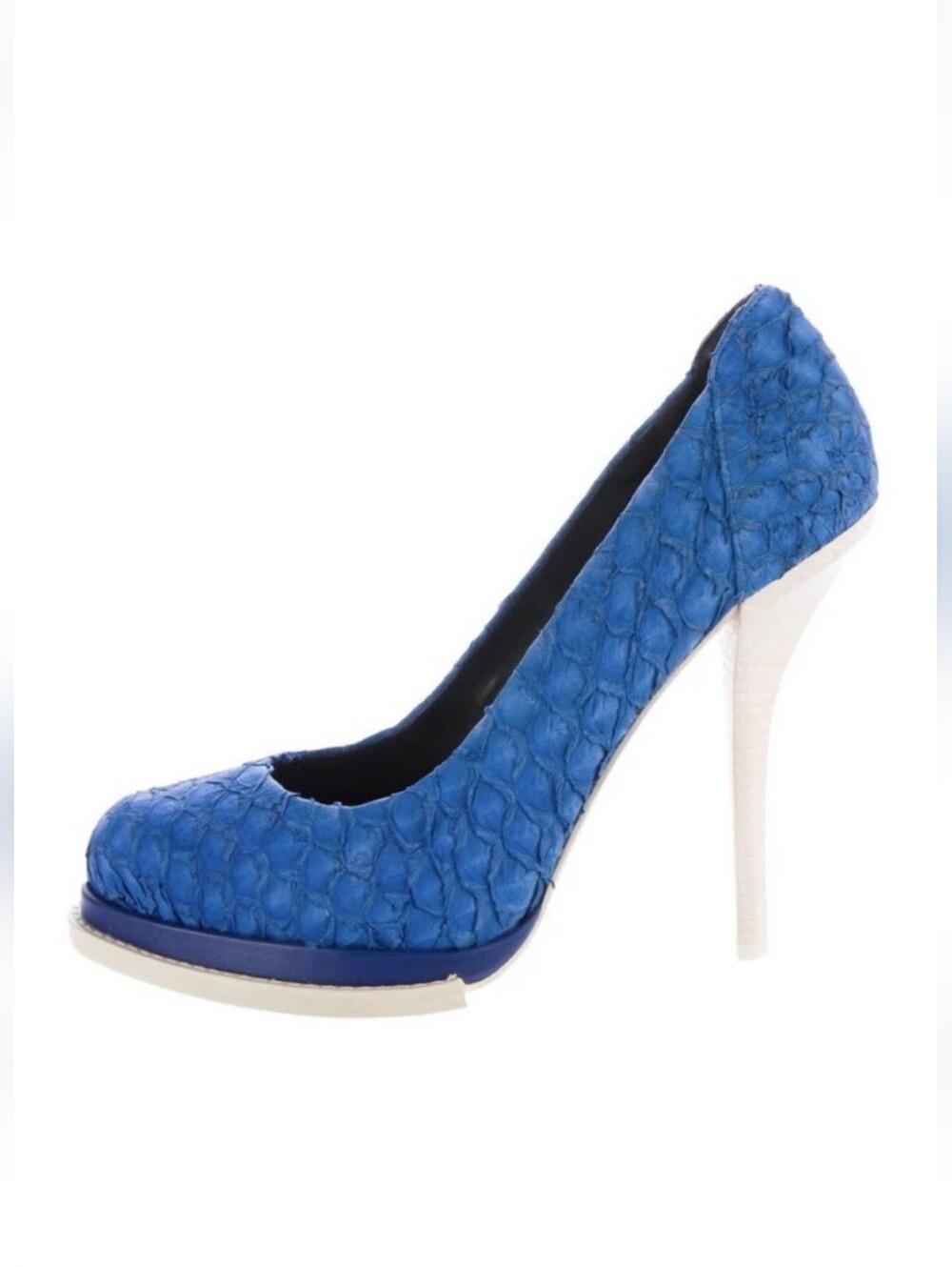 Alexander Wang Blue Suede Fish Scale Heels Size EU 37